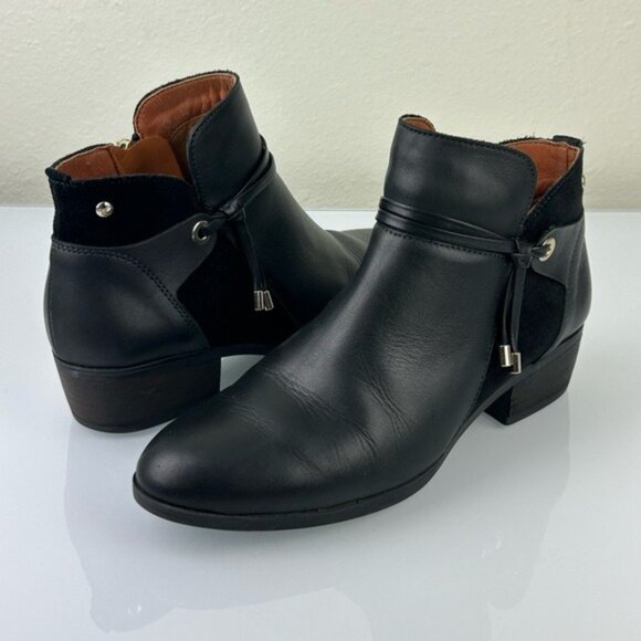 Pikolinos Sz 38 (U.S. 7.5-8) Black Leather Ankle Boots Made in Spain - Picture 14 of 16
